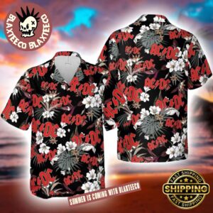 ACDC Band Paradise Floral Black Hawaiian Shirt Gift For Fans 2025