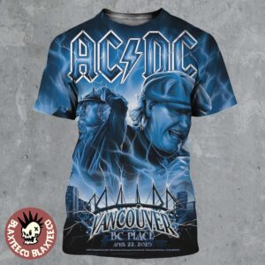 ACDC PWR Up Vancouver Tour Poster British Columbia Canada At BC Place On April 22 2025 Angus And Brian Artwork All Over Print Shirt