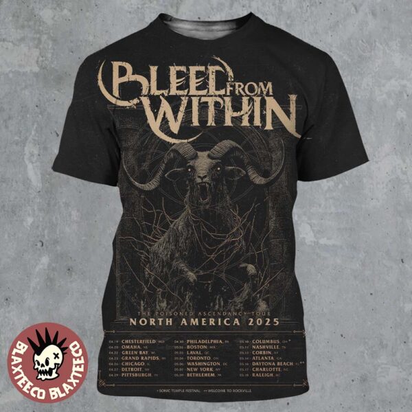 Bleed From Within The Poisoned Ascendancy Tour North America 2025 Tour Dates All Over Print Shirt