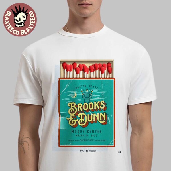 Brooks And Dunn Poster For Show In Austin Texas At Moody Center March 14 2025 Matchbox Artwork Classic T-Shirt