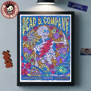 Dead And Company Live At Sphere Las Vegas Gig Poster For Weekend 4 April 26 2025 Skeleton With Floral Stained Glass Artwork Home Decor Poster Canvas