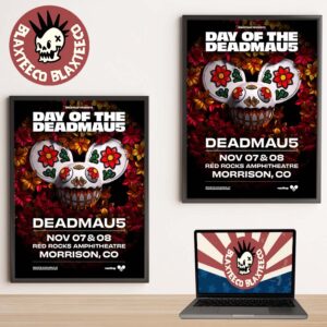 Deadmau5 Day Of The Deadmau5 Poster For Shows At Red Rocks Amphitheatre In Morrison Colorado On November 7 8 2025 Wall Decor Poster Canvas