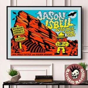 Jason Isbell And The 400 Unit Gig Poster For Show In Morrison Colorado At Red Rocks Amphitheatre On May 3 2025 Home Decor Poster Canvas