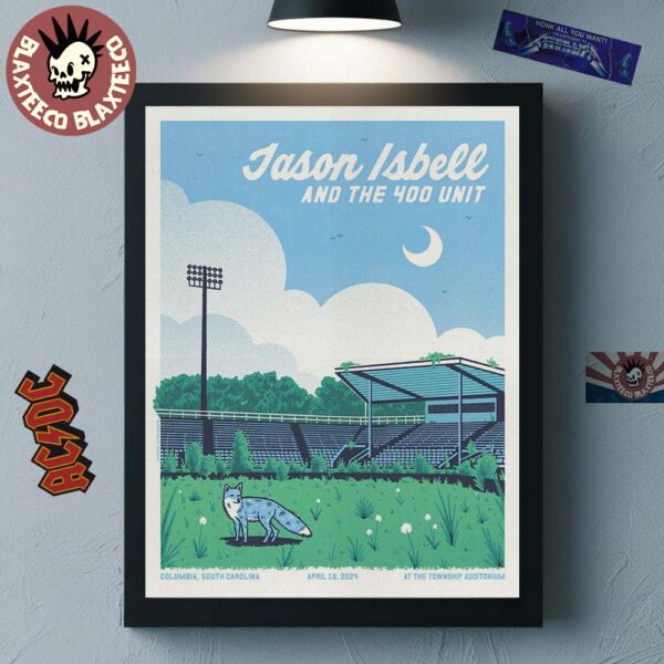 Jason Isbell Poster For Show In Columbia South Carolina At The Township Auditorium On April 16 2025 Fox In The Baseball Field Artwork Home Decor Poster Canvas