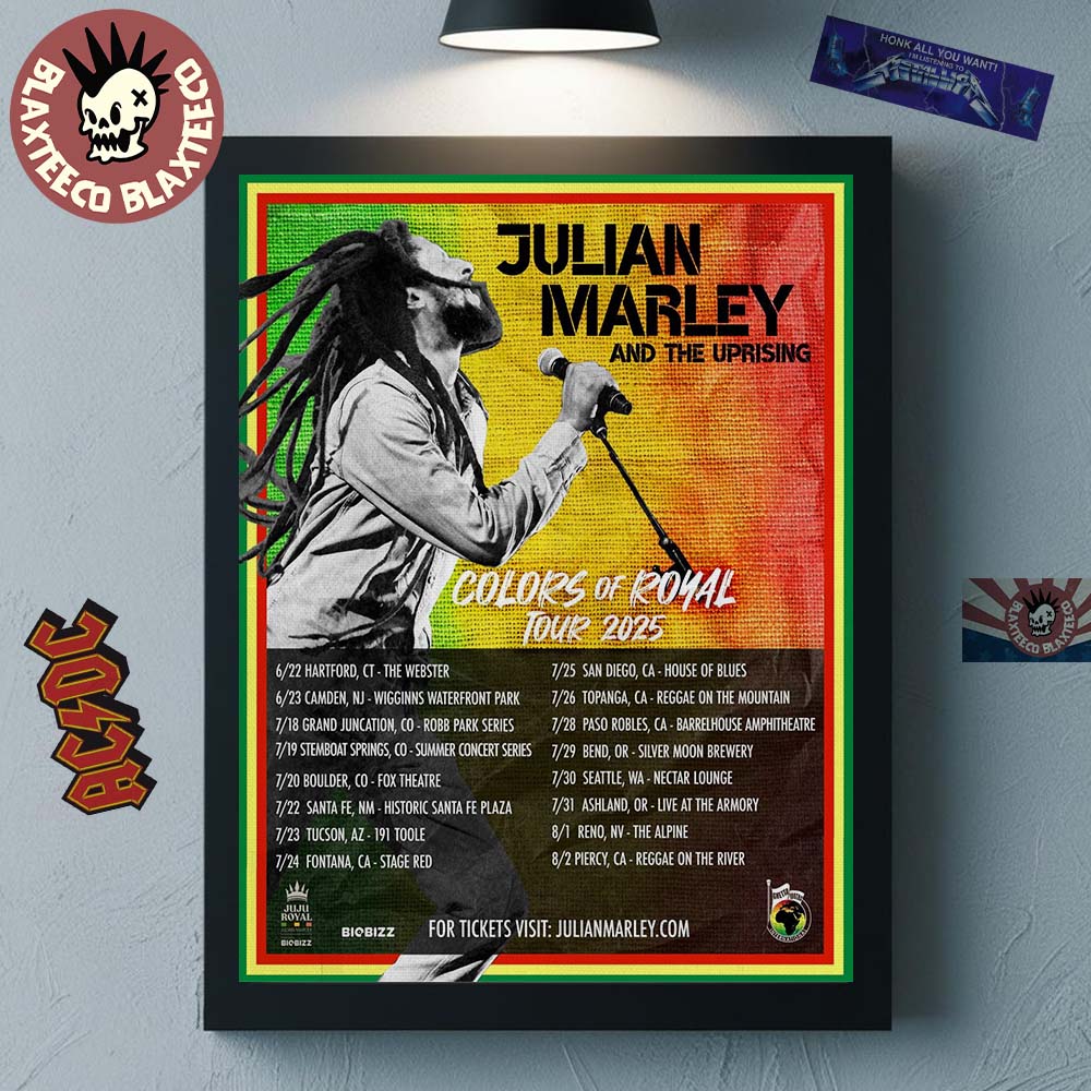 Julian Marley And The Uprising Colors Of Royal Tour 2025 Official Tour Dates List Home Decor Poster Canvas