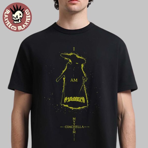 Lady Gaga Mayhem Coachella 2025 Indio California Exclusive I Am Mayhem Black Silhouette Festival T-Shirt