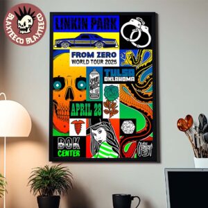 Linkin Park From Zero World Tour 2025 Tulsa Oklahoma Concert Poster On April 28 2025 At Bok Center Home Decor Poster Canvas