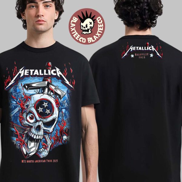 Metallica M72 Nashville Exclusive Pop Up Shop Tee At Nissan Stadium Tennessee May 1 And 3 2025 Skull And The Sword Artwork Two Sided Unisex T-Shirt