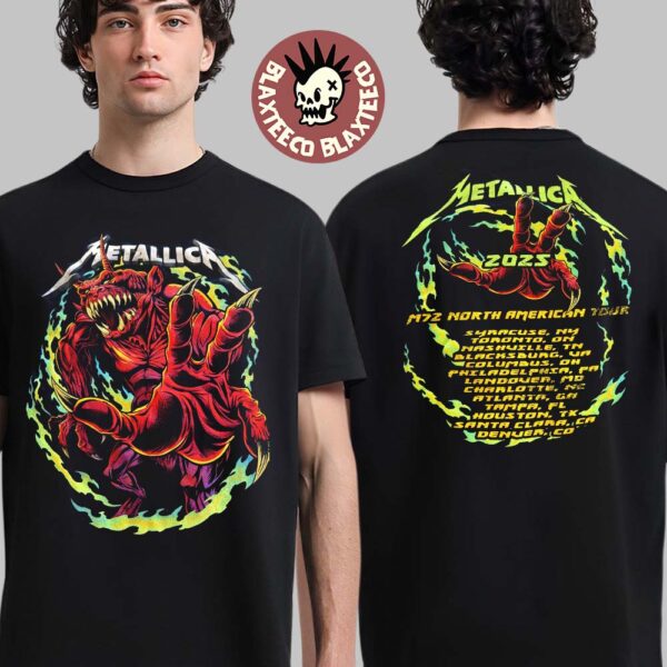 Metallica M72 North American Tour 2025 Tour Dates Red Demon Merch Two Sided Unisex T-Shirt