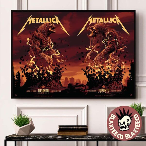 Metallica M72 Toronto Canada Venue Full Shows Combined Poster At Rogers Centre On April 24 And 26 2025 M72 North American Tour The Titan War Art Poster Canvas