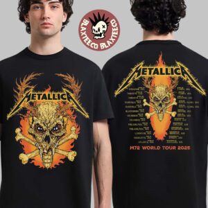 Metallica M72 World Tour 2025 Flame Skull Tour Dates Two Sided Unisex T-Shirt