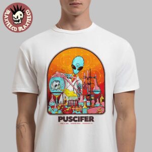 Puscifer Sessanta V2.0 Poster For Concert In Thousand Palms California At Acrisure Arena On April 24 2025 Alien Scientist Artwork Unisex T-Shirt