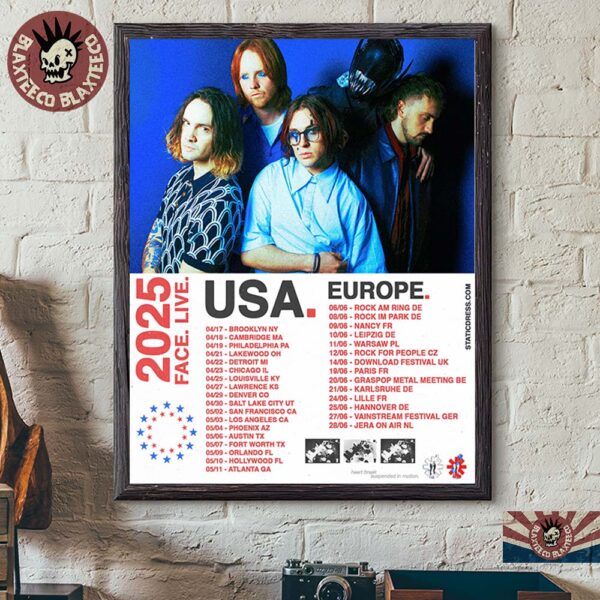 Static Dress 2025 World Wide Face Live USA And Europe Tour Dates Home Decor Poster Canvas