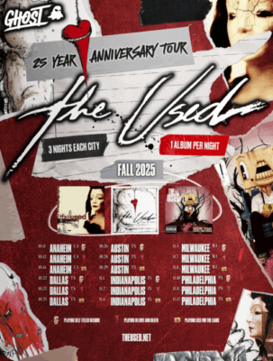 The Used 25th Anniversary Tour Fall 2025 Schedule Tour Dates