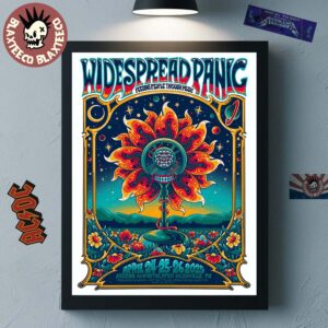 Widespread Panic And Conscious Alliance Feeding People Through Music Concert Poster In Nashville Tennessee At Ascend Amphitheater On April 24 25 26 2025 Flame Sun Flower Artwork Poster Canvas