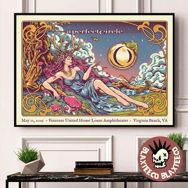 A Perfect Circle Sessanta V2.0 Virginia Beach Virginia 2025 Exclusive Gig Poster At Veterans United Home Loans Amphitheater On May 11 2025 Home Decor Poster Canvas