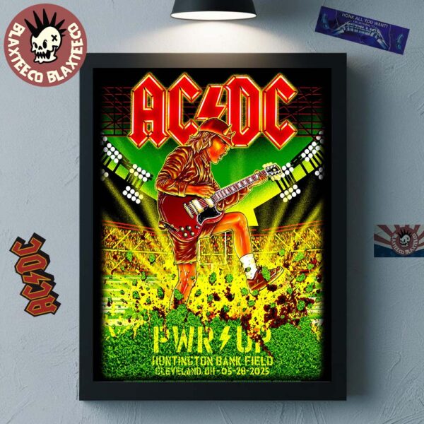 ACDC PWR Up Cleveland Ohio Concert Poster At Huntington Bank Field On May 28 2025 Home Decor Poster Canvas