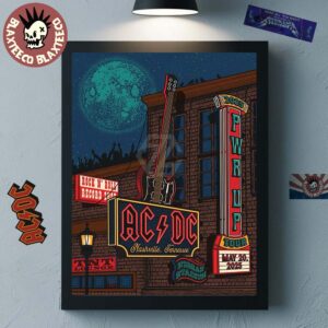 ACDC PWR Up Nashville Tennessee Poster 2025 At The Dive Bar Pop Up And Nissan Stadium On May 20 2025 Home Decor Poster Canvas