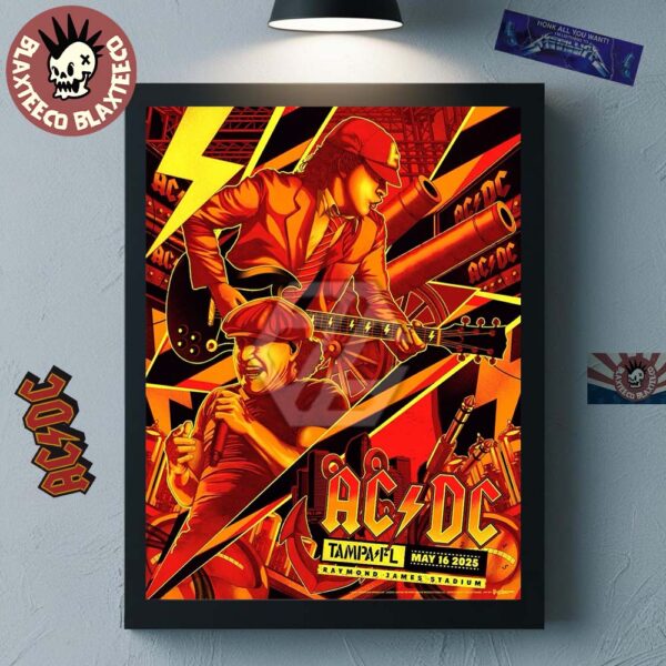 ACDC PWR Up Tampa Florida 2025 Concert Poster At Raymond James Stadium On May 16 2025 Home Decor Poster Canvas