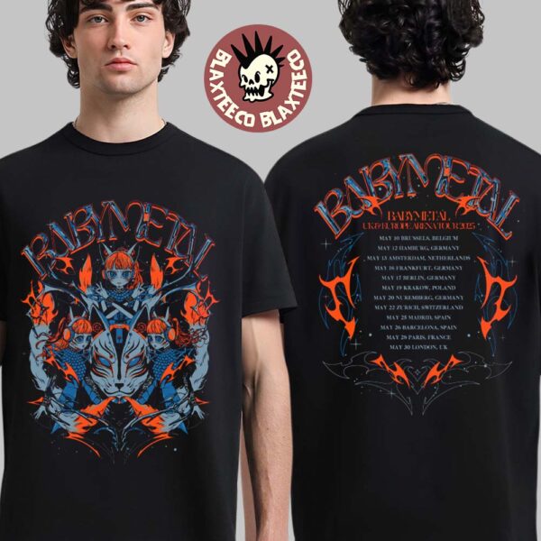 Babymetal Thunder Tee UK And Europe Arena Tour 2025 Two Sided Unisex T-Shirt