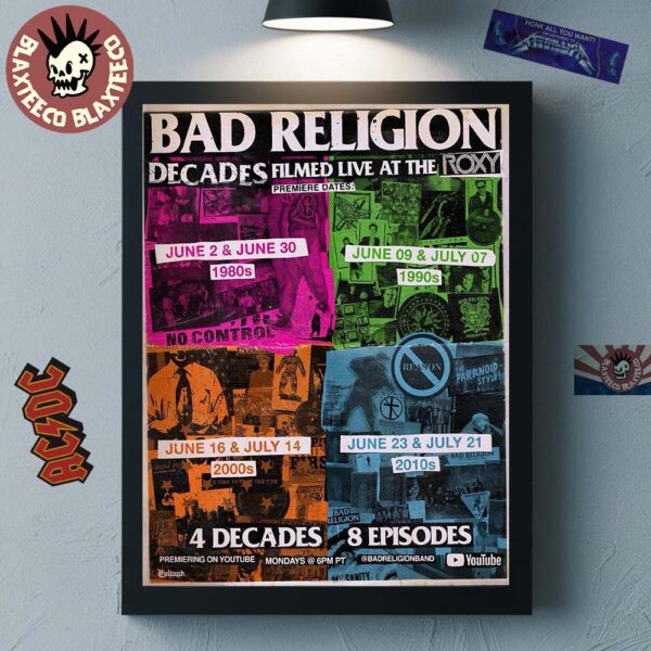 Bad Religion Decades Filmed Live At The Roxy 2025 4 Decades 8 Episodes Home Decor Poster Canvas