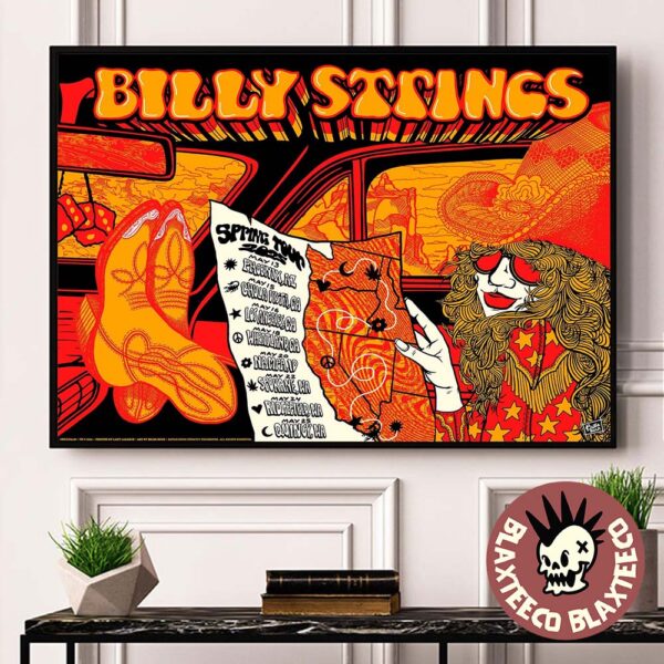 Billy Strings 2025 Spring Tour Poster From May 13 To May 25 2025 Billy In Car Art By Billie Buck Home Decor Poster Canvas