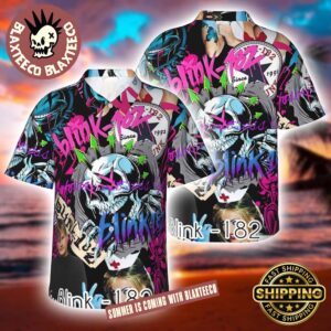 Blink 182 Graffiti Punk Rock Symbols All Over Print Summer 2025 Hawaiian Shirt
