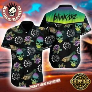 Blink 182 Radiant Skull Tropical Pattern 2025 Summer Hawaiian Shirt