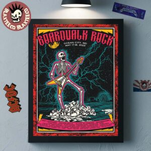 Boardwalk Rock 2025 Commemorative Poster In Ocean City MD On May 17-18 2025 Lineup Lightning Skeleton Art Home Decor Poster Canvas
