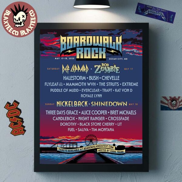 Boardwalk Rock 2025 Lineup In Ocean City Maryland On May 17 18 2025 Home Decor Poster Canvas