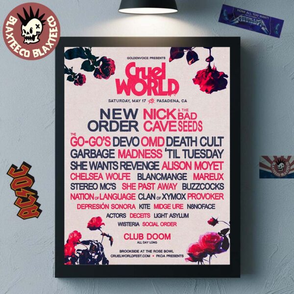 Cruel World 2025 Festival Brookside Golf Course Pasadena CA At The Rose Bowl On May 17 2025 Lineup Poster Canvas