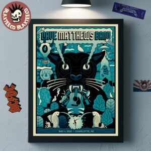 Dave Matthews Band Poster For Show In Charlotte NC On May 2025 At First Ward Park Darth Panther Artwork Home Decor Poster Canvas