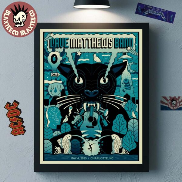Dave Matthews Band Poster For Show In Charlotte NC On May 2025 At First Ward Park Darth Panther Artwork Home Decor Poster Canvas