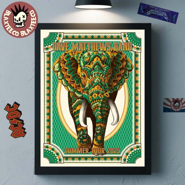 Dave Matthews Band Summer Tour 2025 Mandala Elephant Artwork Home Decor Poster Canvas