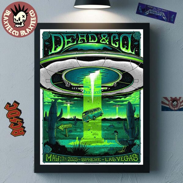 Dead And Company Gig Poster Live At Sphere Las Vegas On May 17 2025 UFOs Identified Over The Vegas Desert Home Decor Poster Canvas