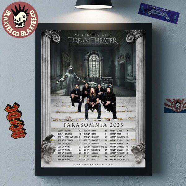 Dream Theater Parasomnia 2025 North America Tour Celebration Of 16th Studio Album Tour Dates Home Decor Poster Canvas