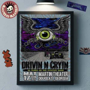 Drivin N Cryin 40 Years On The Mystery Road Douglas Georgia 2025 Poster At Martin Theater On May 17 2025 Home Decor Poster Canvas