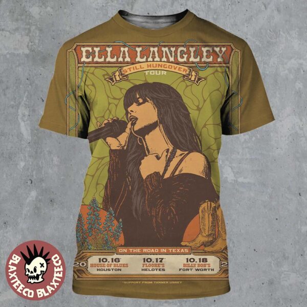 Ella Langley On The Road In Texas 2025 On October 2025 Still Hungover Tour All Over Print Shirt