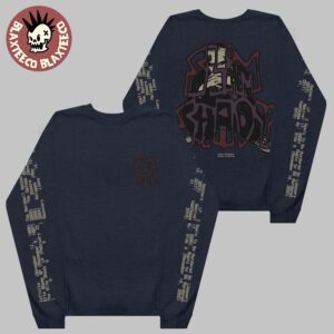 Eminem The Marshall Mathers LP 25th Anniversary Graffiti Slim Shady Navy Crewneck Sweatshirt