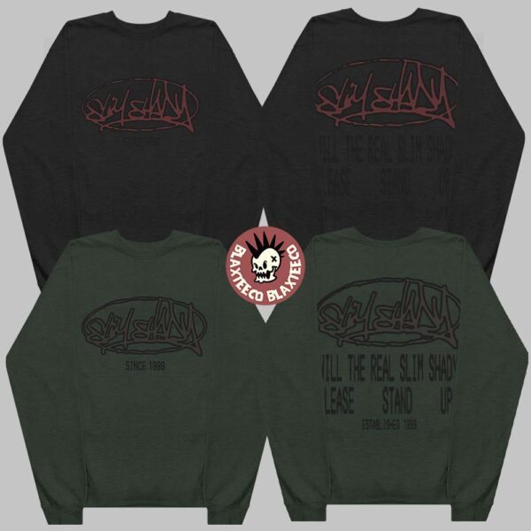 Eminem The Marshall Mathers LP 25th Anniversary Will The Slim Shady Please Stand Up Black And Green Crewneck Sweater