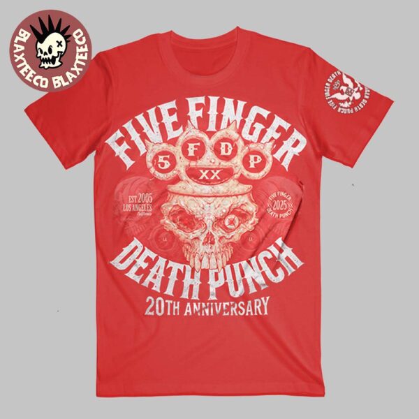 Five Finger Death Punch 20th Anniversary 2005-2025 Knucklehead Unisex Red T-Shirt