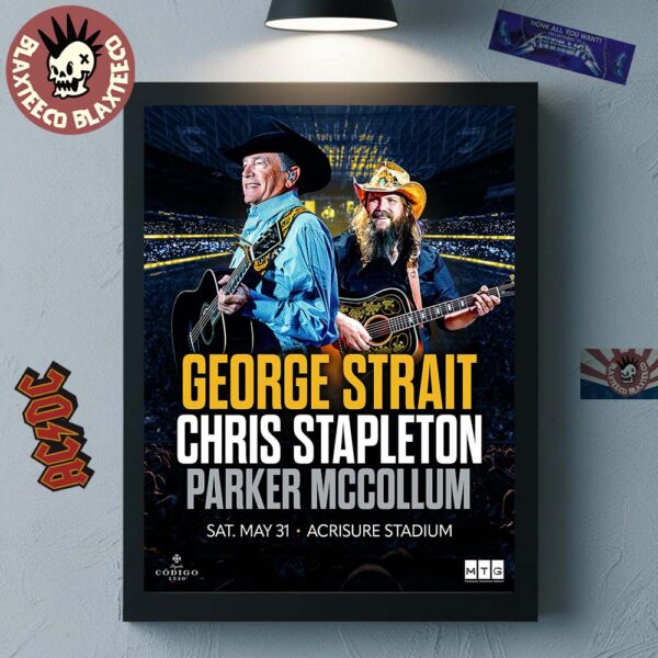 George Strait With Chris Stapleton And Parker McCollum Show In Pittsburgh PA 2025 At Acrisure Stadium On May 31 2025 Home Decor Poster Canvas