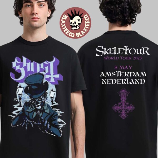 Ghost Skeletour World Tour 2025 Exclusive Pop Up Shop In Amsterdam Netherland May 8 2025 Two Sided Unisex T-Shirt