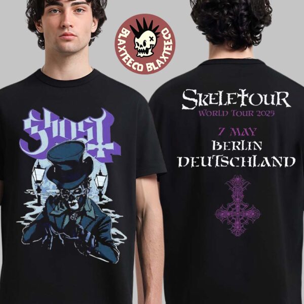 Ghost Skeletour World Tour 2025 Exclusive Pop Up Shop In Berlin Deutschland May 7 2025 Two Sided Unisex T-Shirt