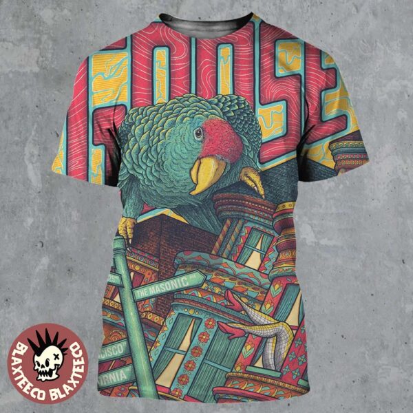 Goose San Francisco California 2025 Concert Poster At The Masonic On May 27 And 28 2025 The Parrot Artwork Standard Edition All Over Print Shirt