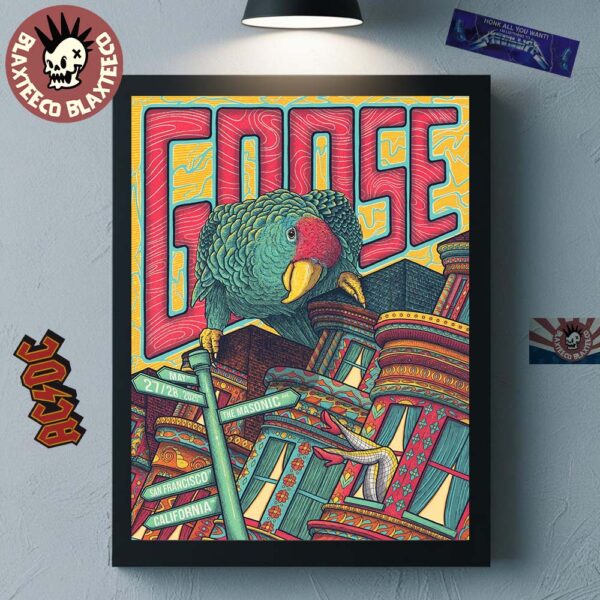 Goose San Francisco California 2025 Concert Poster At The Masonic On May 27 And 28 2025 The Parrot Artwork Standard Edition Home Decor Poster Canvas