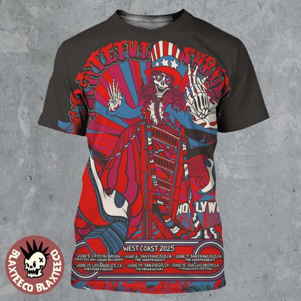 Grateful Shred West Coast 2025 Tour Dates On June Back On The Road All Over Print Shirt