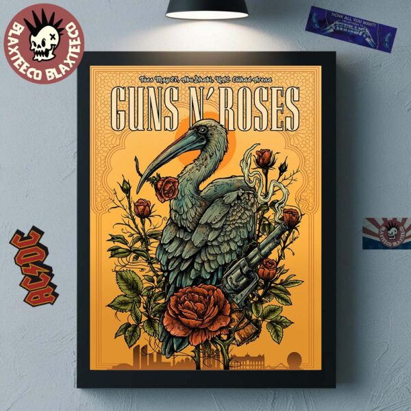 Guns N Roses Abu Dhabi 2025 Concert Poster At UAE Etihad Arena On May 27 2025 Home Decor Poster Canvas