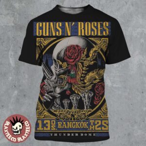 Guns N Roses Bangkok Thailand 2025 Official Venue Poster At Thunder Dome On May 13 2025 Stamp Style Art All Over Print Shirt