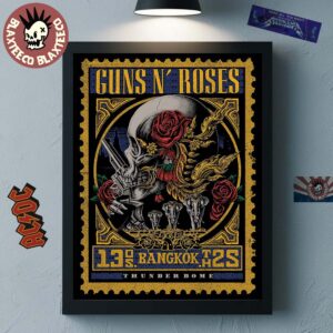 Guns N Roses Bangkok Thailand 2025 Official Venue Poster At Thunder Dome On May 13 2025 Stamp Style Art Home Decor Poster Canvas